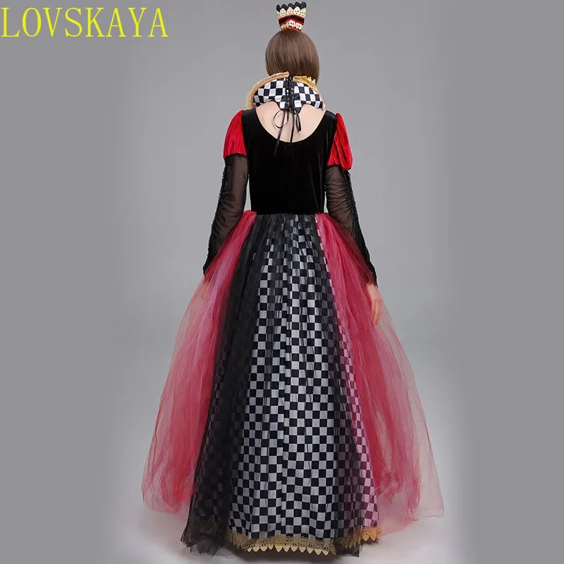 Red Queen of Hearts Princess Dress Alice in Wonderland Cosplay Fancy Dress Delux Party Girls Halloween Carnaval Cosplay Costume