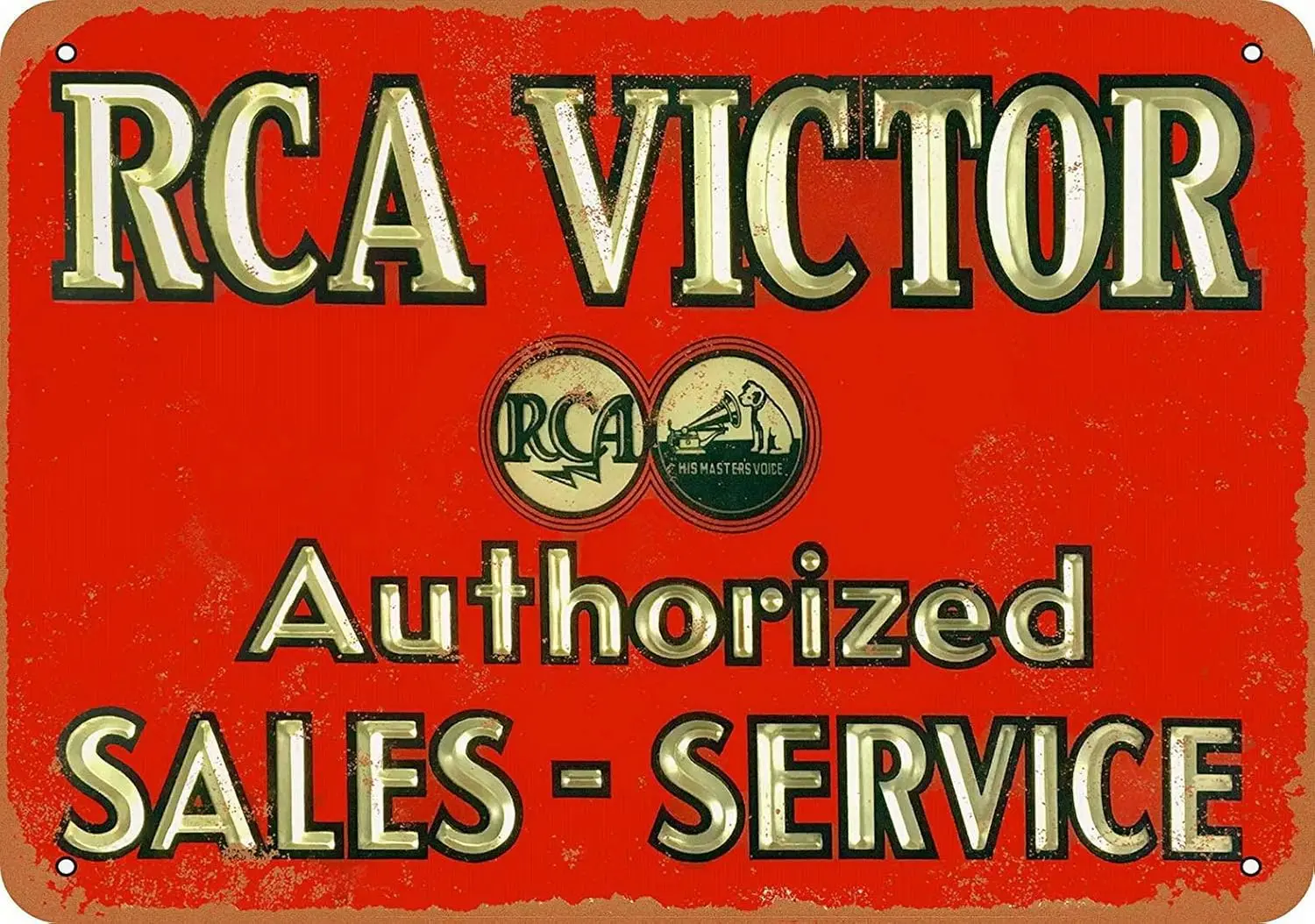 Metallschild – RCA Sales & Service – Reproduktion im Vintage-Look