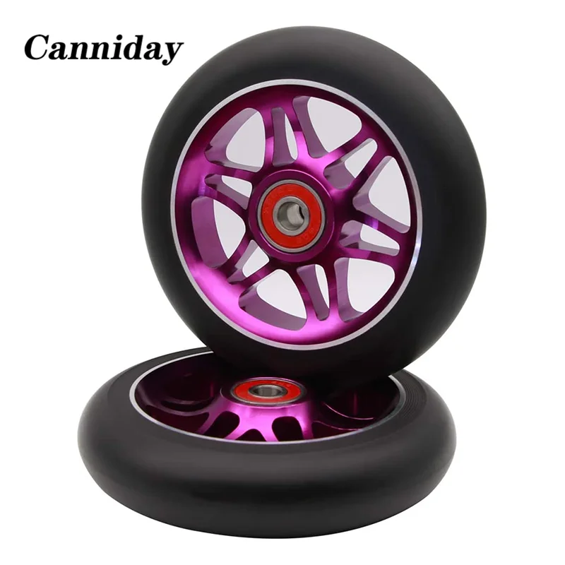 

2PCS 110mm Stunt Scooter Wheels 88A With High elastic PU Aluminum Alloy Hub ABEC-9 22*8*7mm Bearings