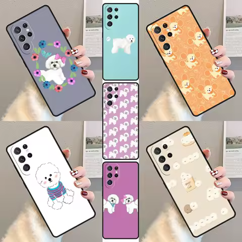 Bichon Frise Dog Puppy Phone Case For Samsung Galaxy S23 S21 S20 FE S24 S22 Ultra Note20 S10 S9 S8 Plus Silicone Cover