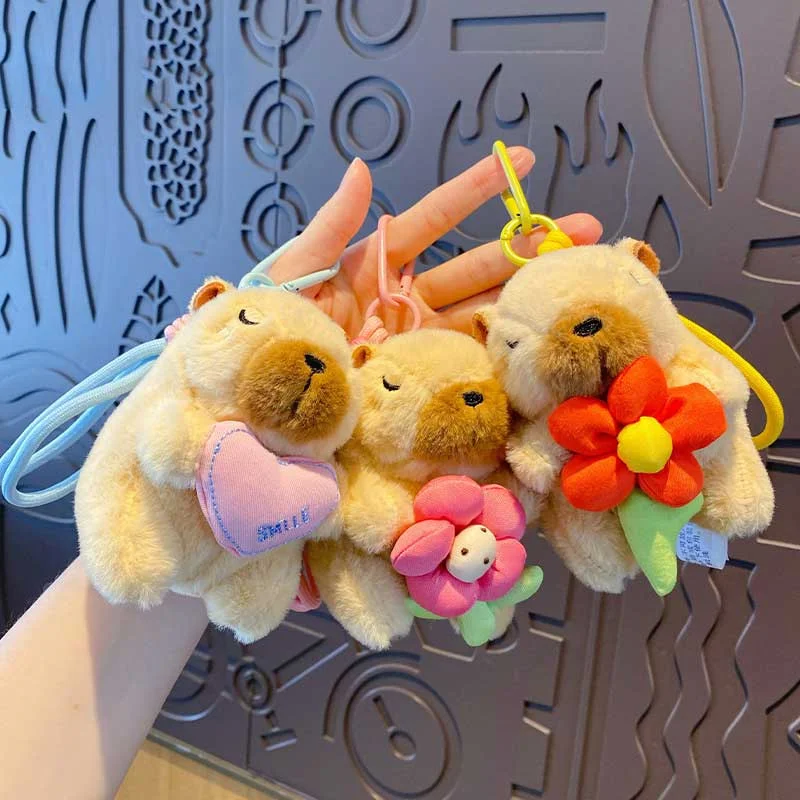 Cartoon Plush Cute Pet Capybara Keychain Pendant Cute Doll Plush Toy Bag Charm Decoration