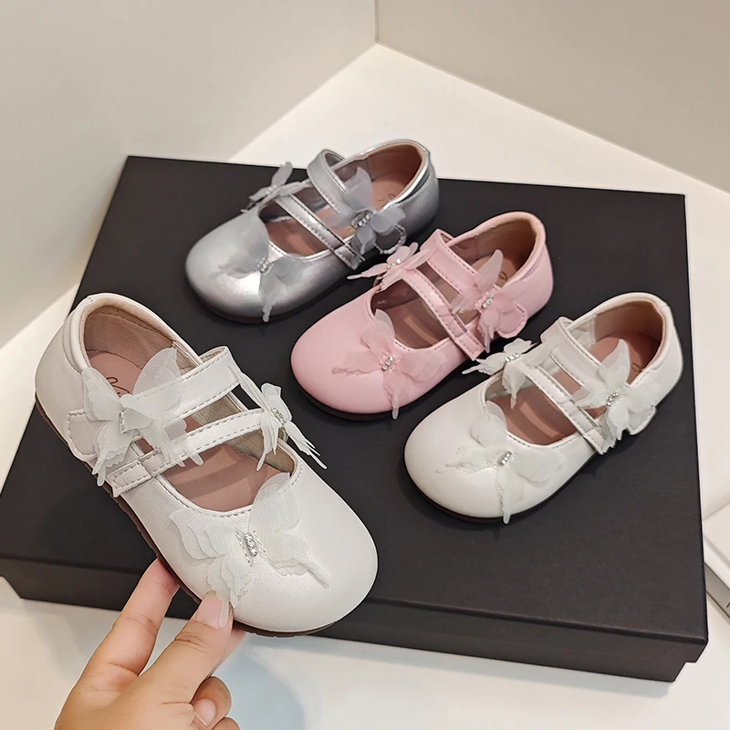 

Girls Flats Performance Shoes Kids Sweet Leather Shoes Fashion Children Princess Shoes with Butterfly-knot Spring Autumn 2025