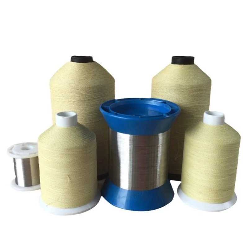 2300m/roll Aramid wrapped steel sewing thread (aramid+316L stainless steel ) High temperature resistance, high strength 500g