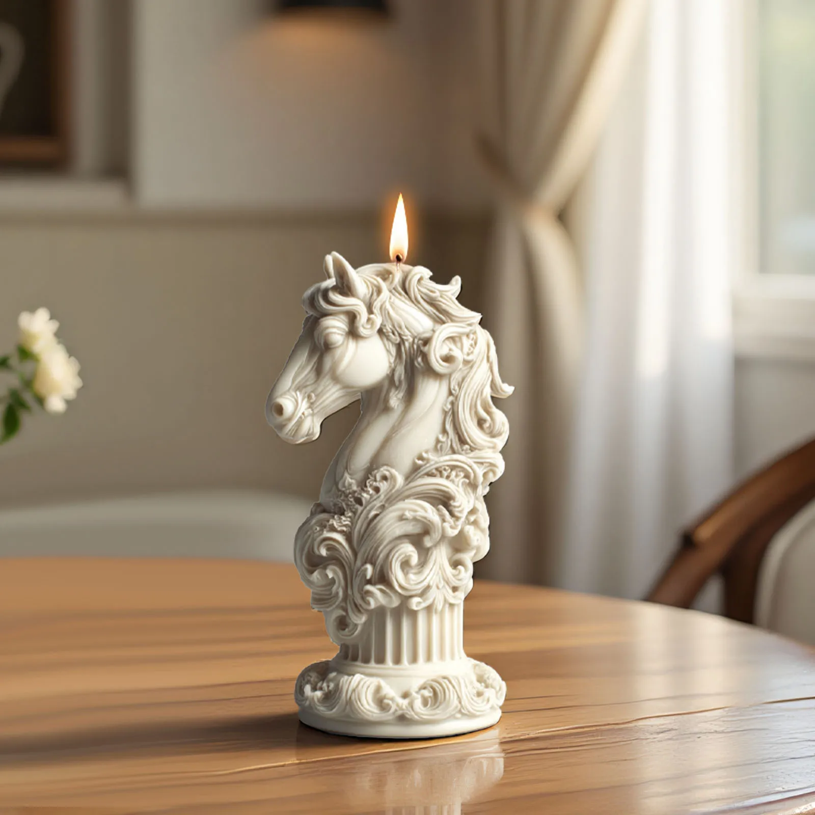 Moules en Silicone totem de Steed 3d, bricolage, tête de cheval classique, moule de bougie en Relief, colonne romaine, décoration en plâtre, Kit de fabrication de bougies