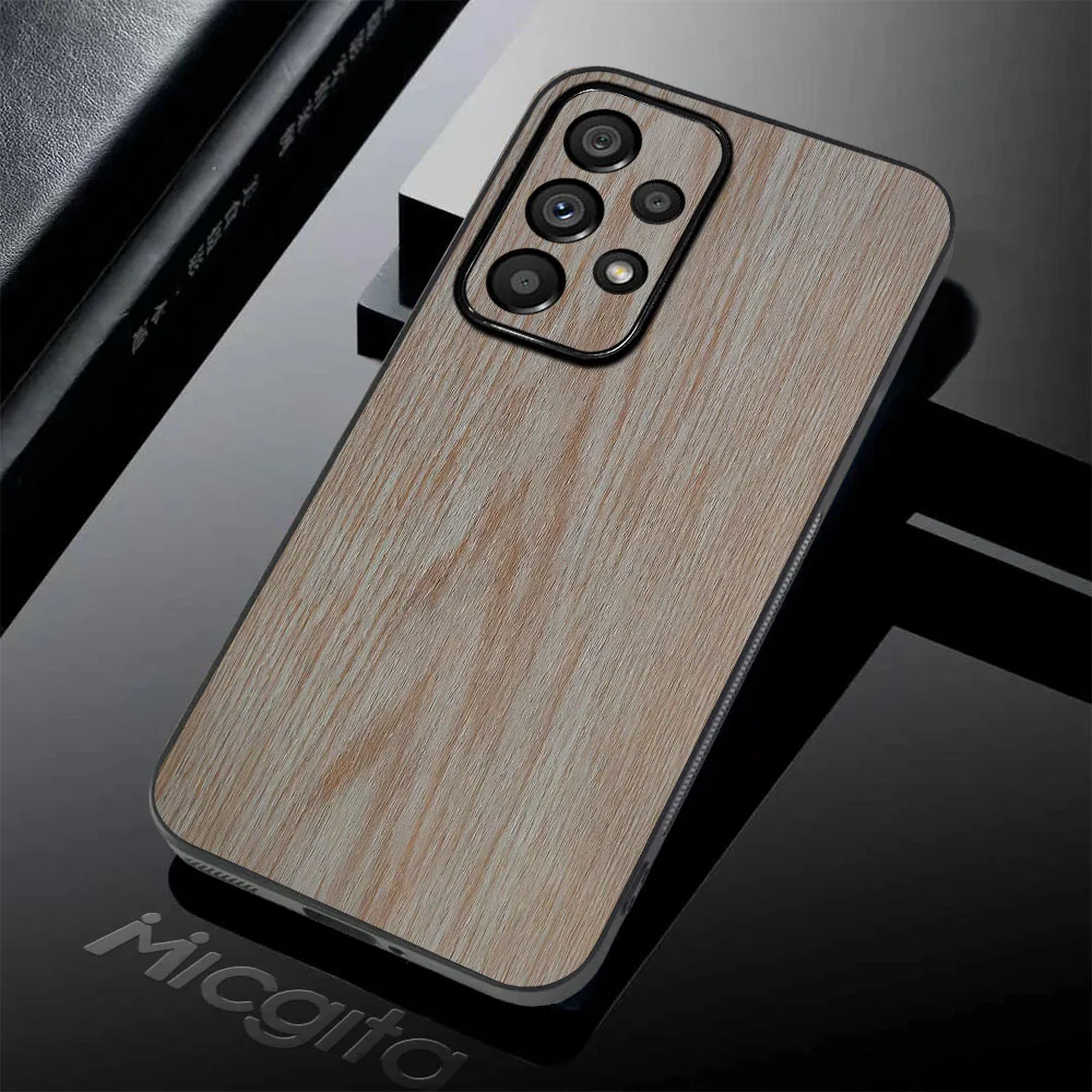 Wood Grain Case For Samsung Galaxy A73 Unique Natural luxury Leather Cover For Samsung A73 Case