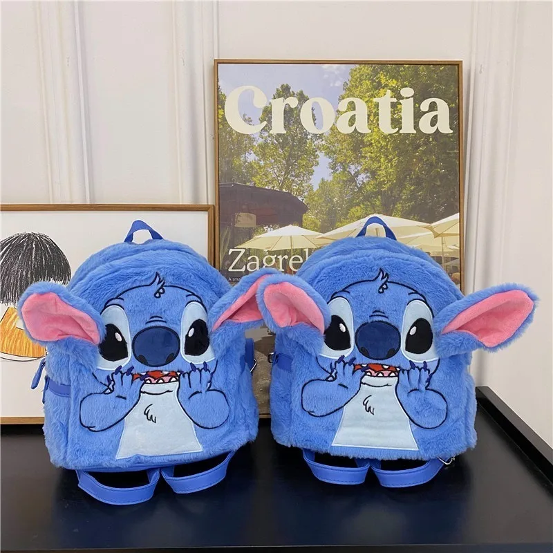 Disney-Mini sac à dos en peluche Stitch pour femme, cartable de dessin animé 3D, grande capacité, mignon, enfants, haute qualité, mode, nouveau