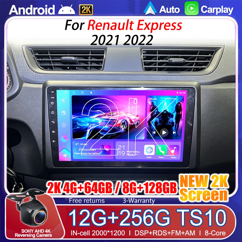Android 16 Car Radio For Renault Express 2021 2022 Multimedia Player Stereo GPS WIFI+5G Wireless Carplay Auto Video Touch Screen