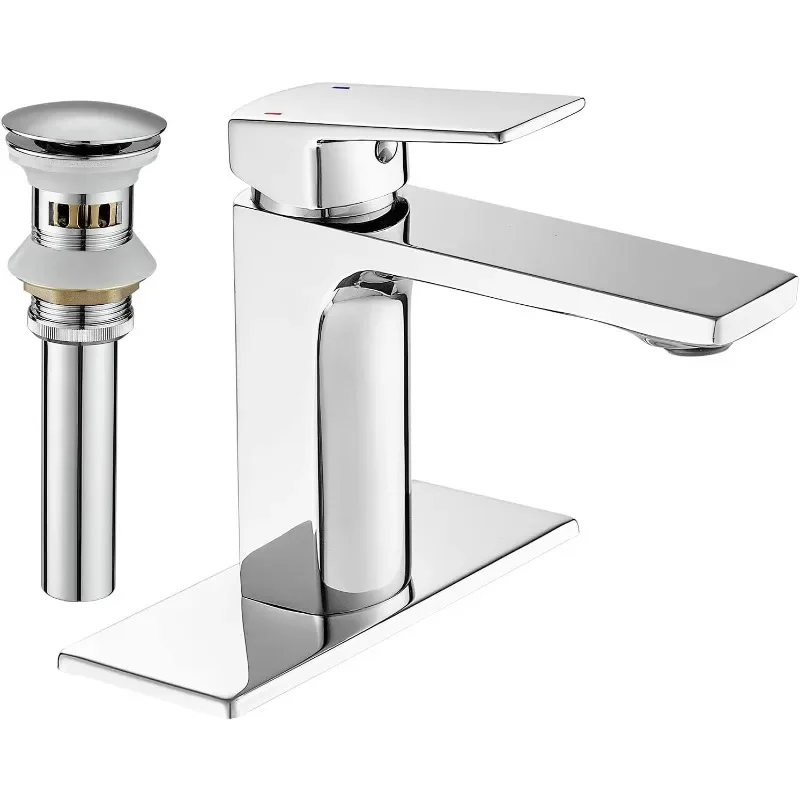 Bathroom Faucet SingleHandle Bathroom Vanity Sink Faucet with Drain and Faucet Supply Lines Lavatory VesselFaucet BasinMixer Tap