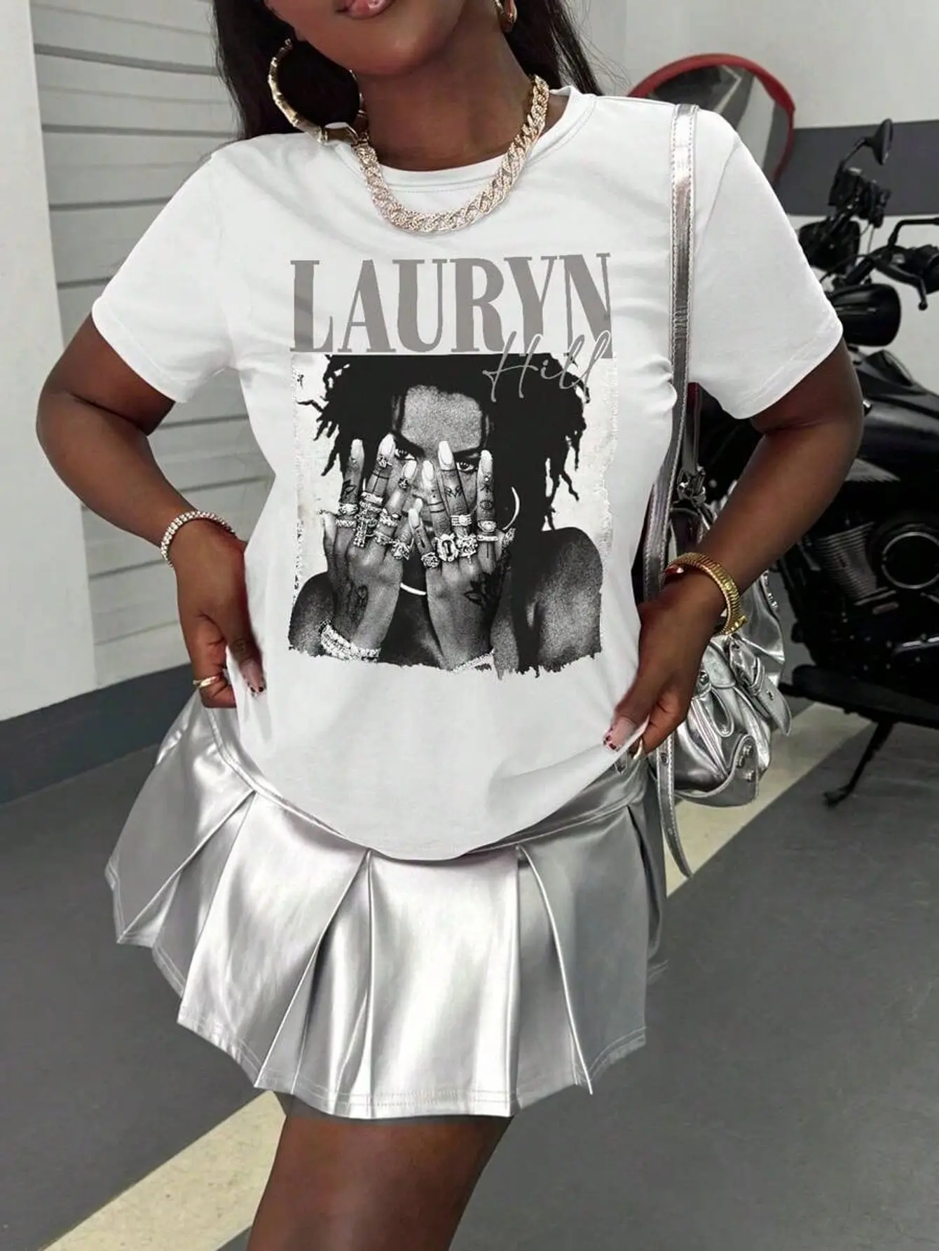 Bracelet Women's T-shirt Lauren Hill Letter Print Y2k Vintage T-shirt Casual Summer Niche Graffiti Print Shirt
