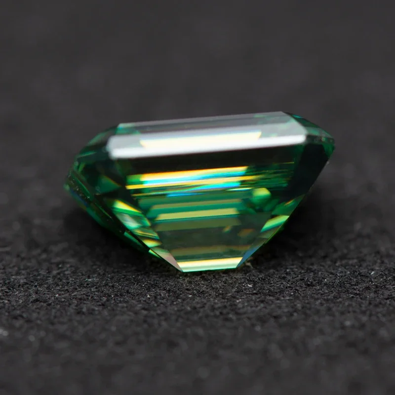 Moissanite Primary Color Yellow Green Emerald Cut Charms Beads for Diy Jewelry Making Necklace Materials with GRA Certificate