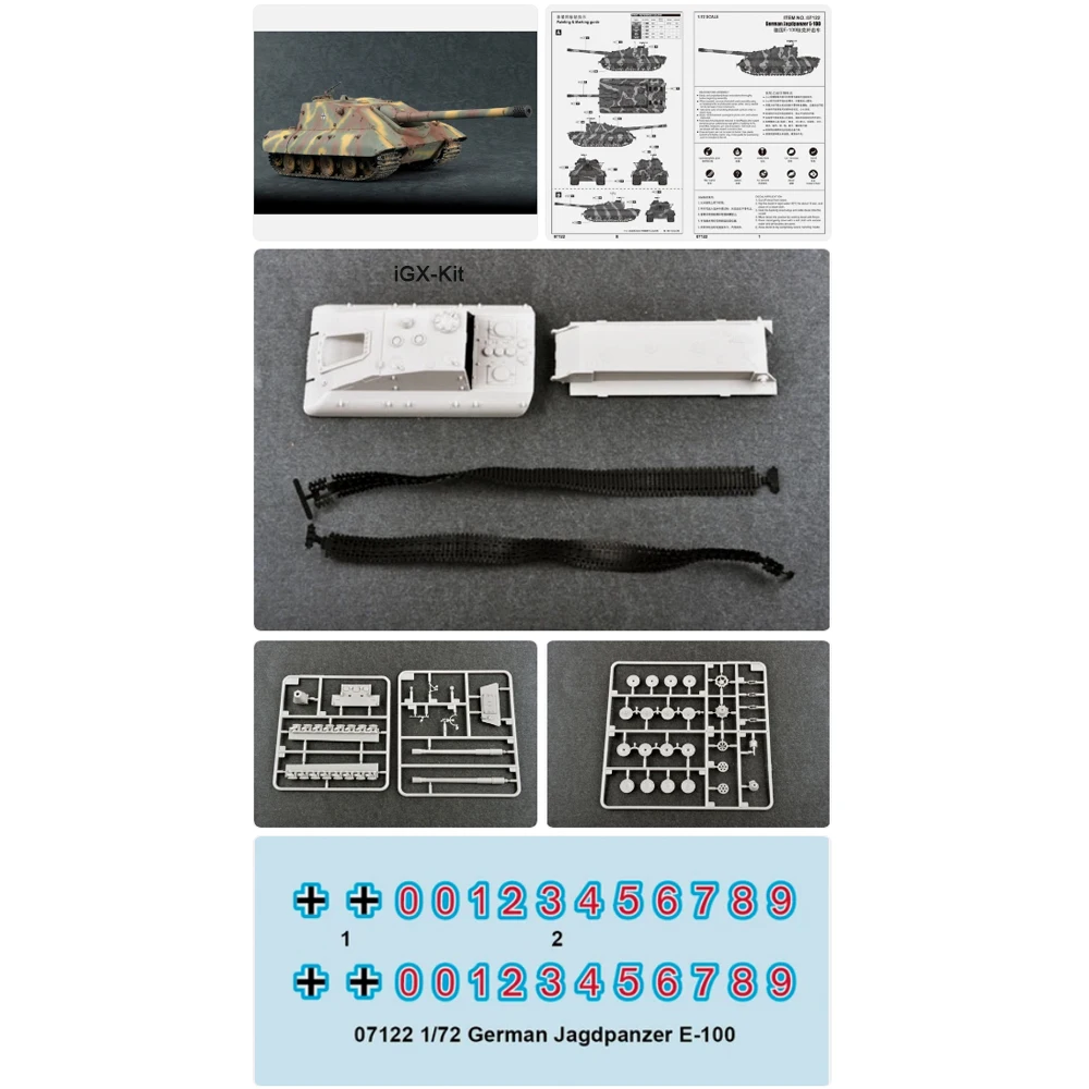 

Trumpeter 07122 Масштабная модель 1/72 Немецкий истребитель танков Jagdpanzer E-100, пластиковый конструктор для детей, военная игрушка