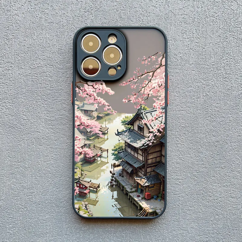 Vintage Ölgemälde Haus Handyhülle für iPhone 11 13 12 Pro MAX Mini XR XS X 17 16 15 14 Pro Max Plus Blumenhof Cover – Detail 14