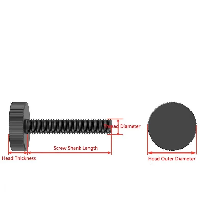 GB835 Black Countersunk Head Knurled Thumb Screw Flat Head Knurling Hand Tighten Screws Thumb Bolts  M3 M4 M5 M6 M8 M10