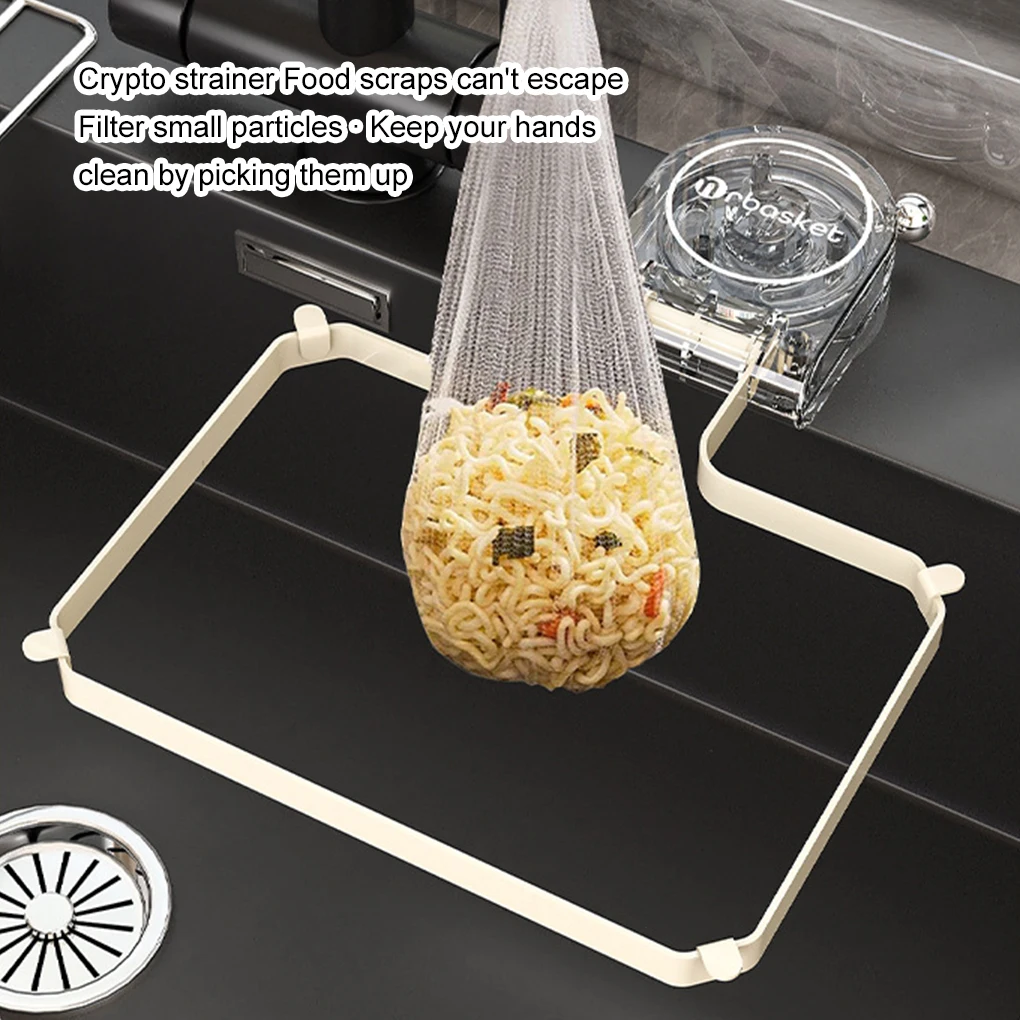 Kitchen Foldable Sink Drain Strainer Basket with 50 Filter Mesh Bag Mesh Waste Rack Sink Food Catcher for Leftover Collection