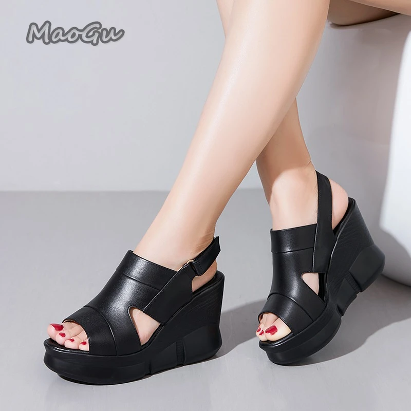 

Women Ultra High Heel Sandals Solid Color Wedge Sandals Summer New Platform Fashion Open Toe Fish Mouth Sandals Beach Shoes