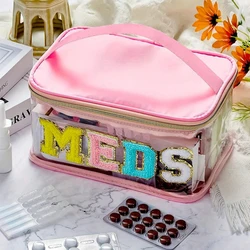 1pcs Letter Patch Transparent Waterproof Travel Bag Medicine Storage Bag Toiletries Storage Bag Suitable for Patients and Nurses