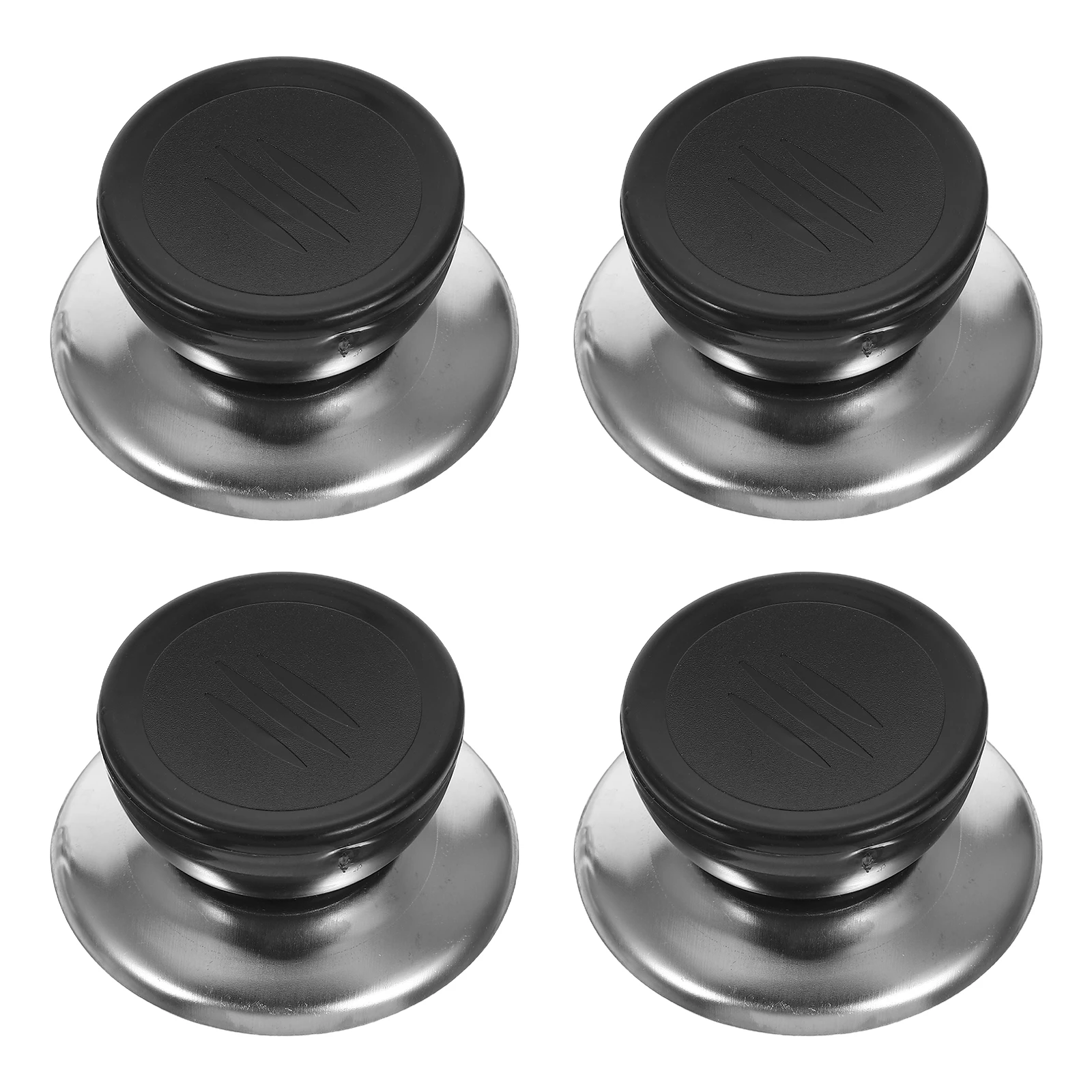 

4 Sets Pot Lid Handles Black Heat Resistant Replacement Knobs Screw Fixed Universal Cookware Kitchen Pan Accessories PP Material
