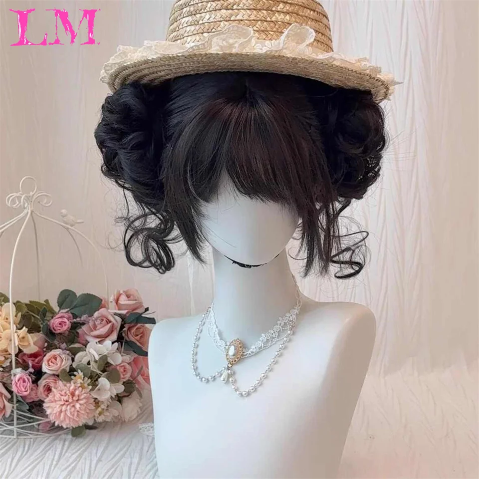 LM Synthetic Bobs Wig with Bangs Synthetic Medium Length Wigs for Women Straight Hair Bob Wig Natural Looking High Temperature