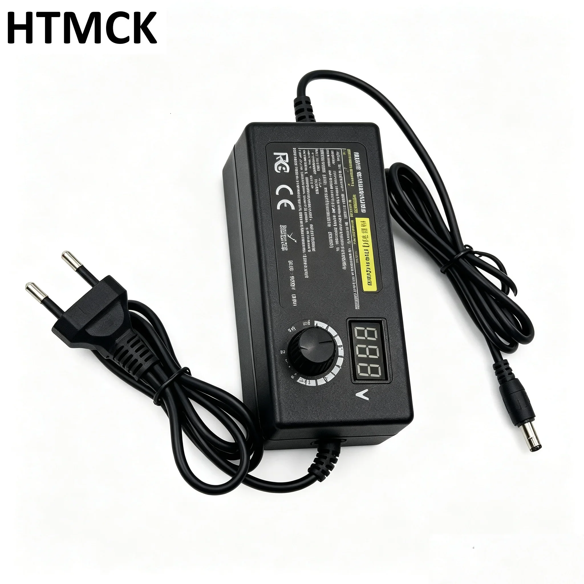 HTMCK 60W Adjustable Power Supply Adapter, 3V-24VVariable Voltage with LED Digital Display, Universal AC‑DC Charger for Gaming