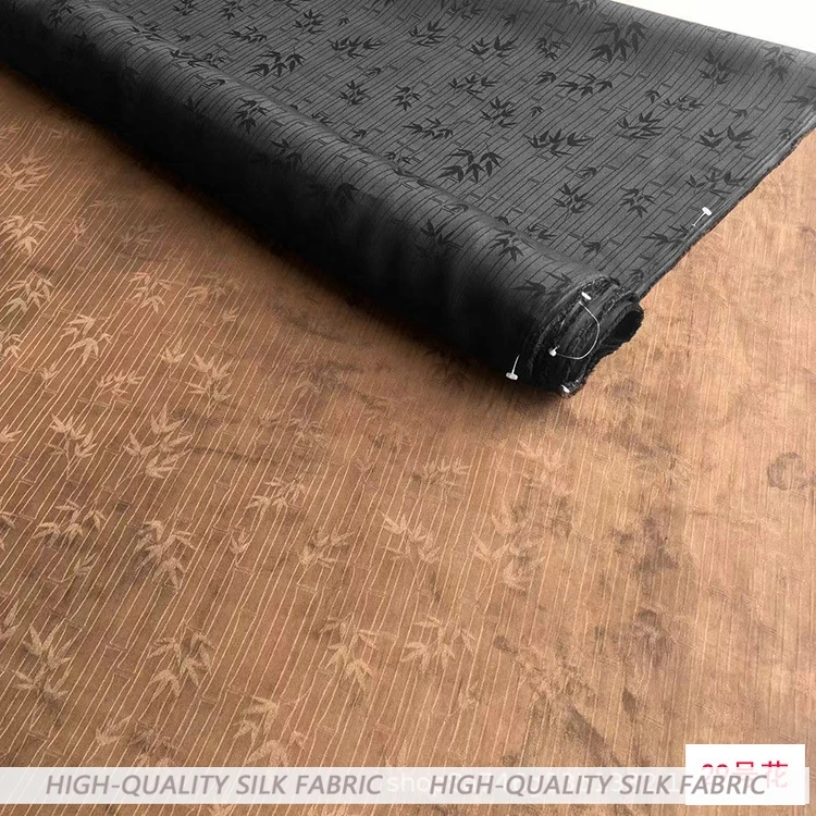 ブラック ジャカード サテン シルク生地ヴィンテージ Gambiered 広東チャイナ ドレス夏