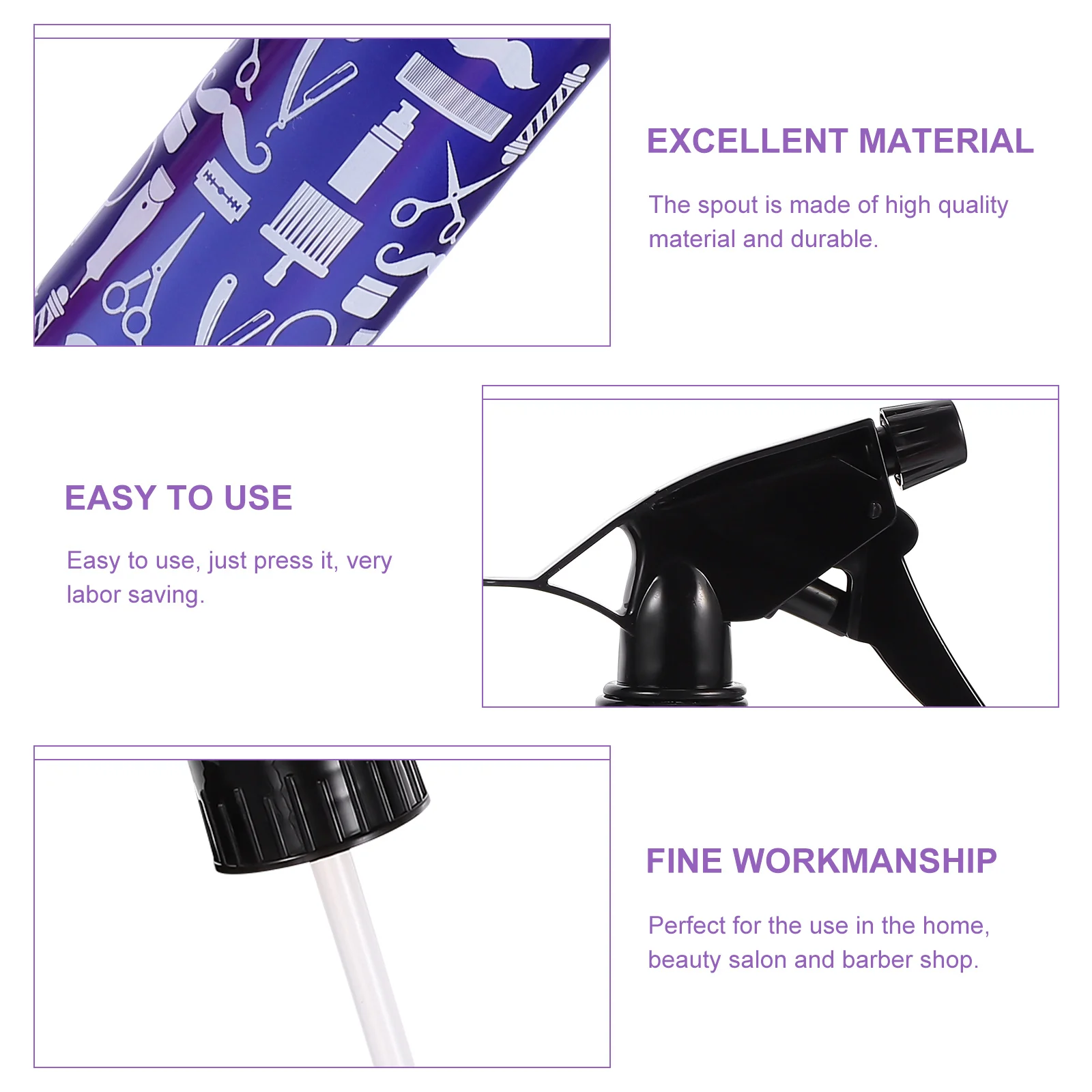 

2 pcs Spray Bottle Empty Water For Hairdressing Salon Refillable Mist Compact Plastic Trigger Sprayer Multipurpose Liquid