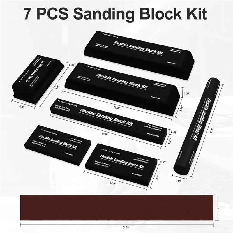 Hot Sale-Sanding Blocks Auto Body Set Flexible Eva Foam Wet Or Dry Sanding Block Kit Sanding Sponge Blocks