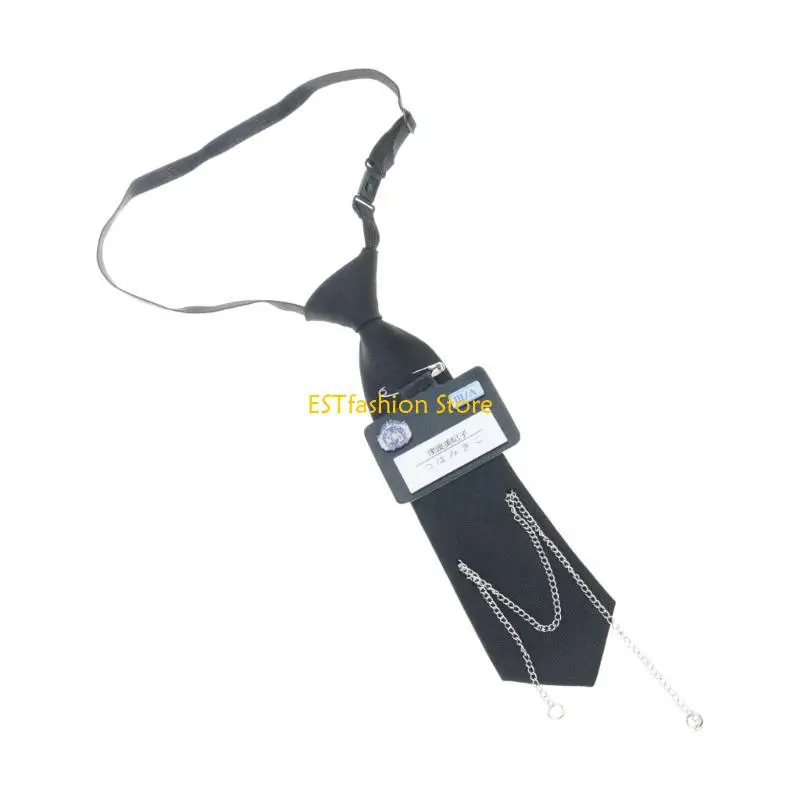 y5gc-キャンパスプレッピーネクタイ-ピン名バッジとチェーン付き-学生服-調節可能な事前に結ばれたネクタイ-シャツの襟ネックウェア