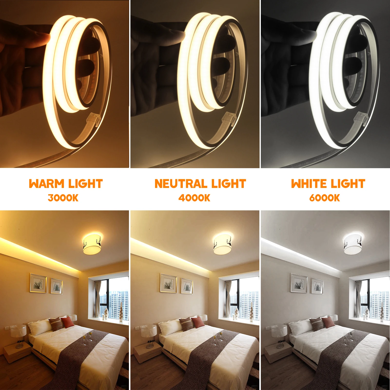 Tuya Smart-Fita LED regulável, tiras de néon impermeáveis, fita flexível, controle remoto, Bluetooth, controle WiFi, COB, 220V, 288LEDs/m