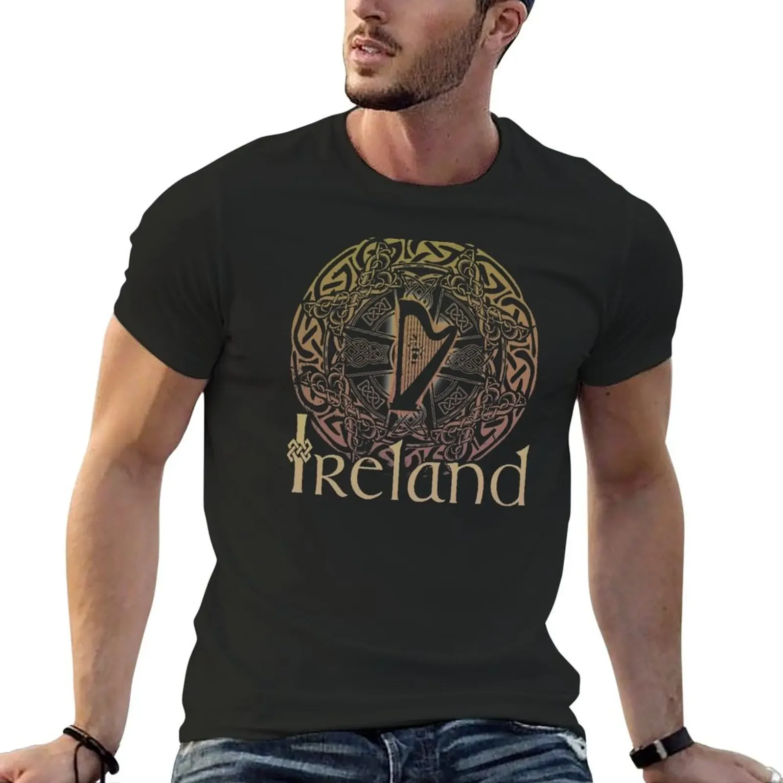 

Celtic Irish Pride Knots Circle Ireland Harp Gaelic Symbol T-Shirt Aesthetic clothing cute tops mens fashion