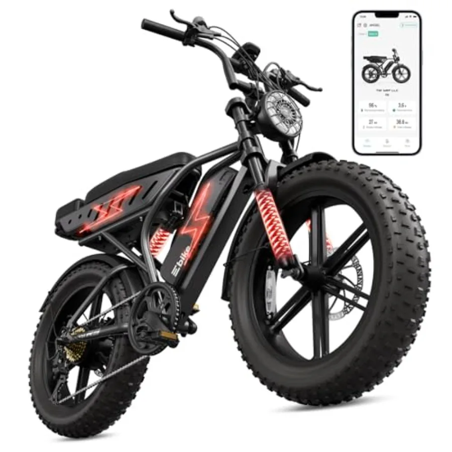 

All-Terrain Electric Bike for Adults, Aluminum Alloy Frame, Black, 1500W Peak Power, 20 Fat Tires, 60/130 Miles Range, UL 2849