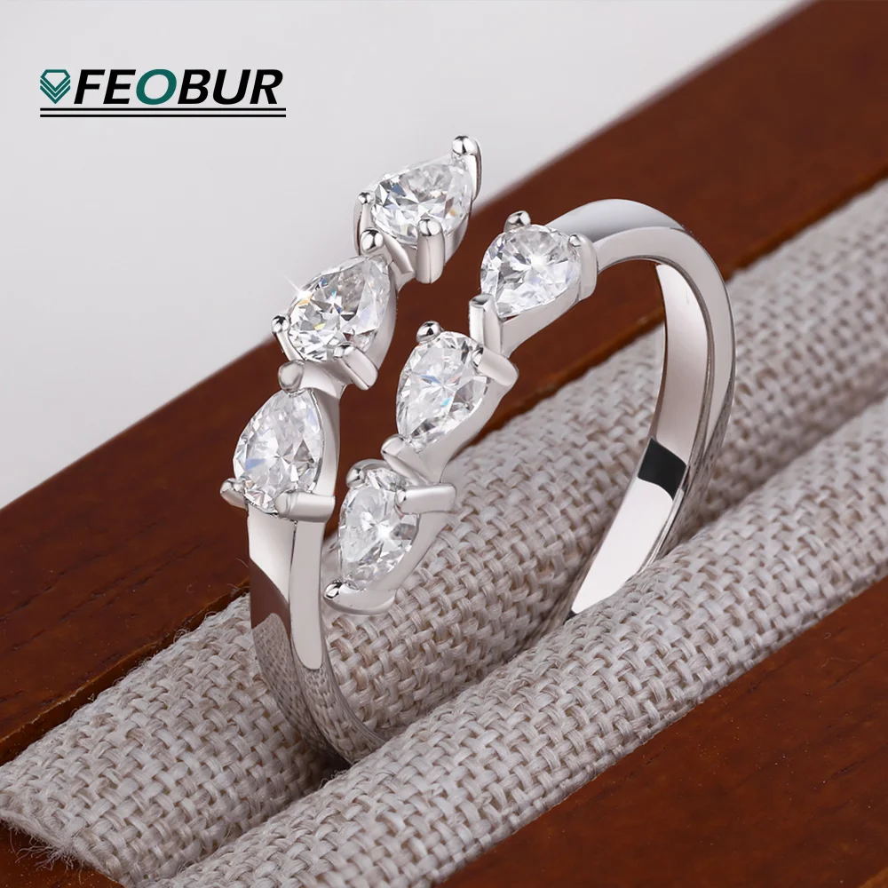 

FEOBUR 1,8 карата сертифицированные кольца с муассанитом в форме капли воды для женщин, чистое серебро S925, кольца с одним хвостом, лабораторное обручальное кольцо с бриллиантами, ювелирные изделия