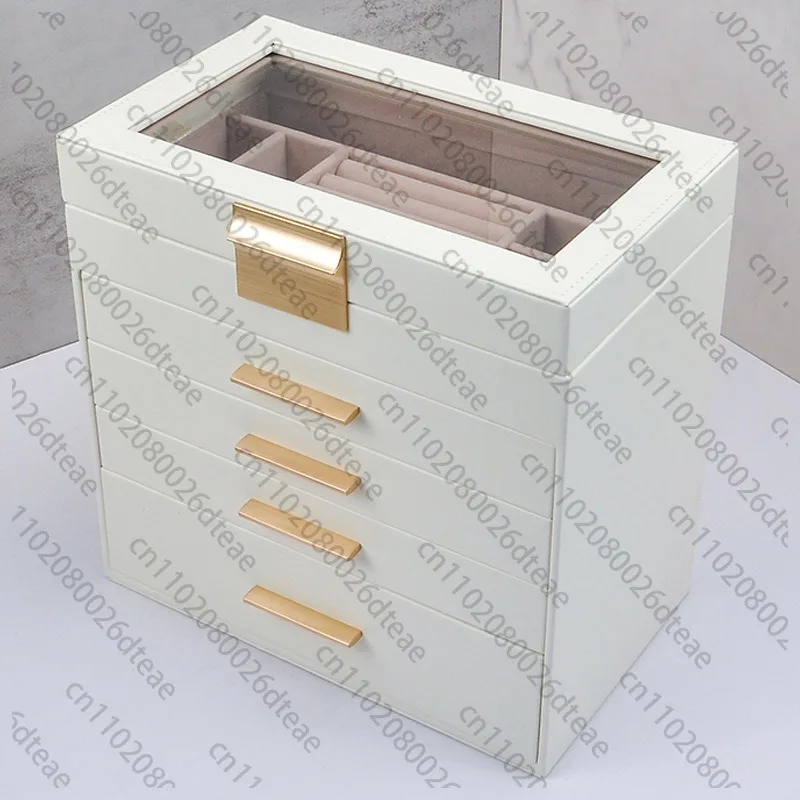 Large Jewelry Box Showcase Bracelets Storage Boxes Ring Holder Jewellery Display Glasses Organizer Leather Jewelry Case Bedroom