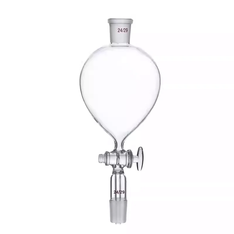 Standard-mouth spherical separating funnel, glass, PTFE piston, laboratory oil-water separator, upper and lower dripping