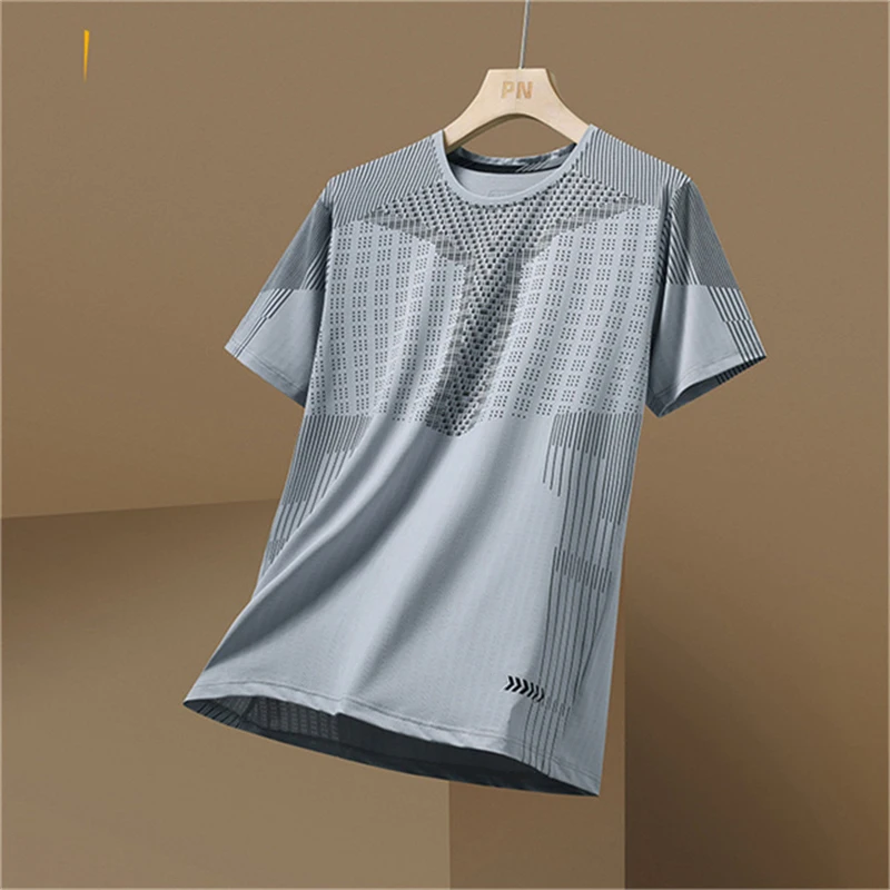 Herren-Sport-T-Shirt, Badminton, Tennis, Trainingsanzug, Sommer, Laufen, Fitness, bequem und atmungsaktiv, kurzärmeliges Oberteil mit O-Ausschnitt – Detail 13
