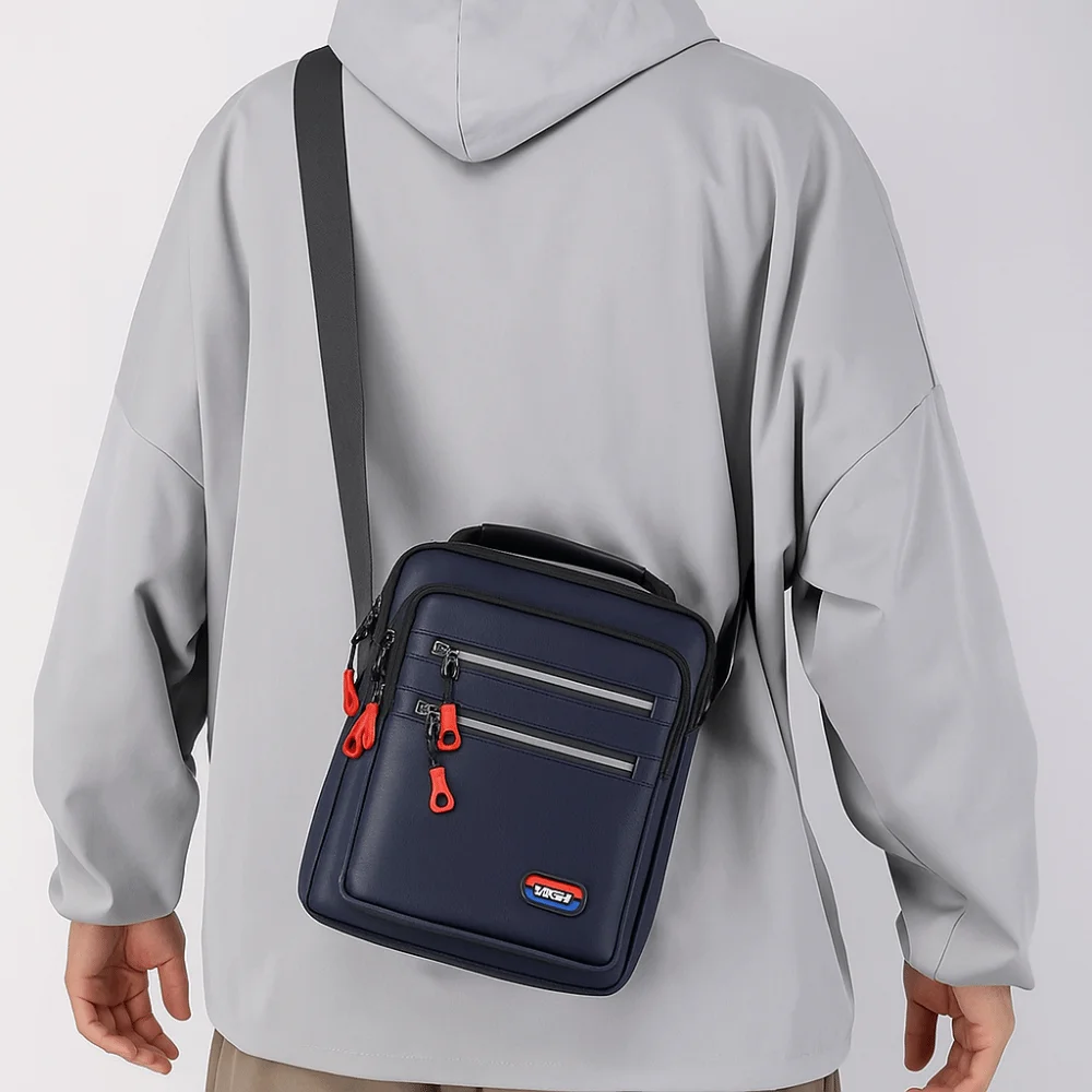 

Square Men Crossbody Bag Solid Color Multi-layer Nylon Shoulder Bag Single Shoulder Multifunctional Business Messenger Bag