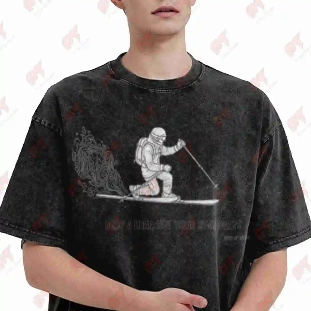 Telemark Drop A Knee Topographic Vintage Washed Tee Pure Cotton T-Shirt
