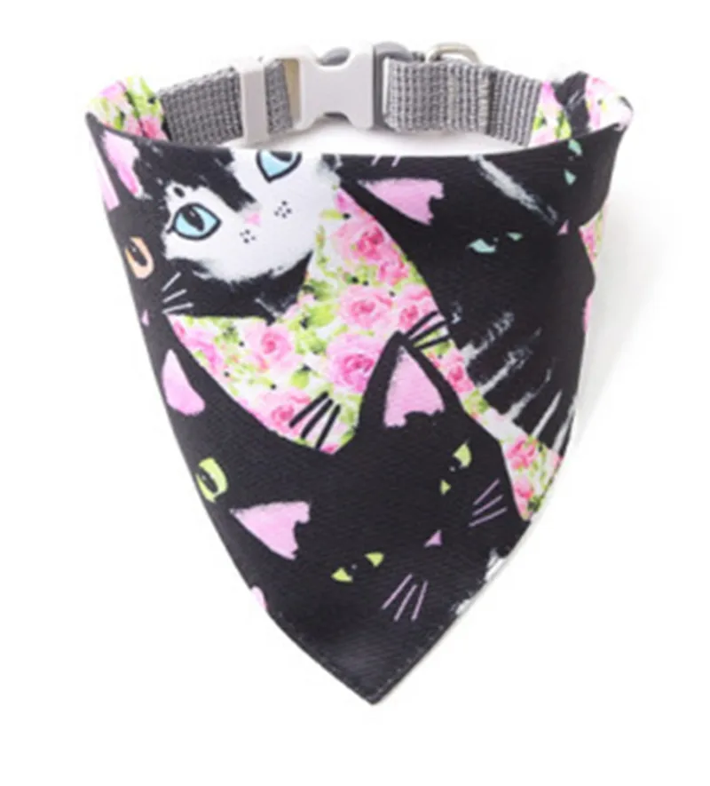 New Dog Cat Bandana Scarf Collar Adjustable Pet Neckerchief Cute Paw Pattern Scarf Waterproof Saliva Towel for Small Dog