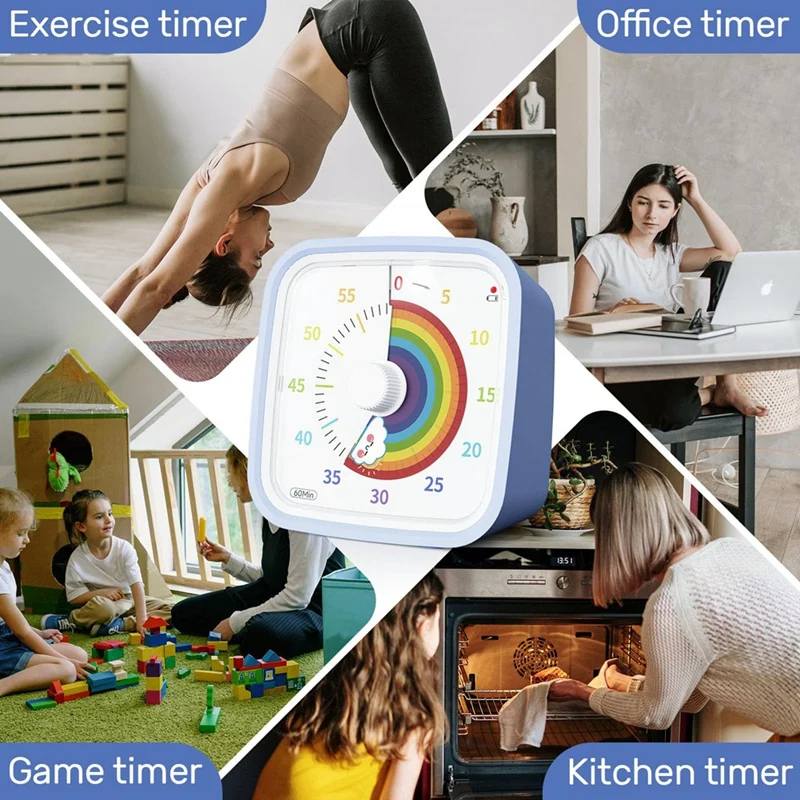 60 Minute Visual Timer With Protective Case, Rainbow Disk Timer, Silent Countdown Time Management Tool