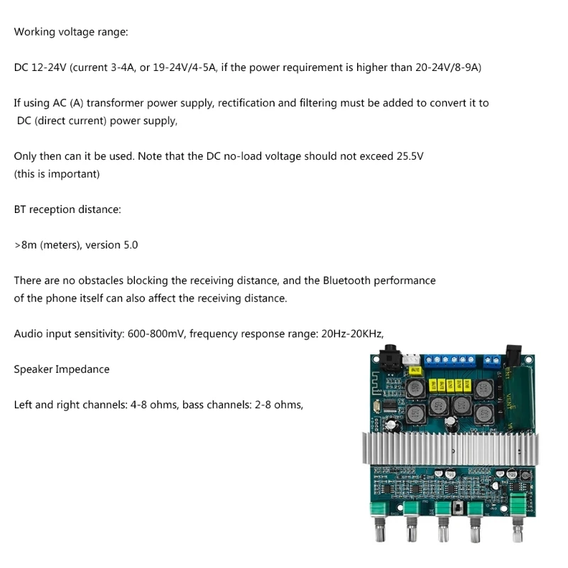 TPA3116 Amplifier Board BT 5.0 2x50W+100W HiFi Digital Amp 2.1 Channel Amplifier for Passive Speaker Home