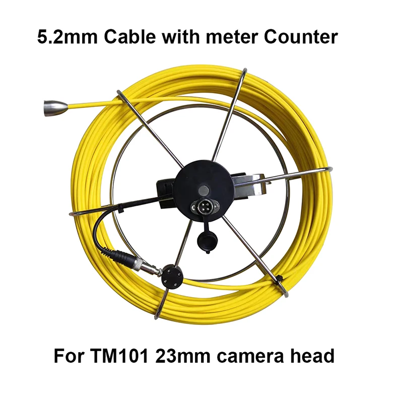 Bobine de câble Dia5.2mm ou 5mm avec compteur 20/30/40/50m, Inspection des tuyaux de vidange des égouts, IP68, 23mm ou 14mm, caméra endoscopique TIMOOK