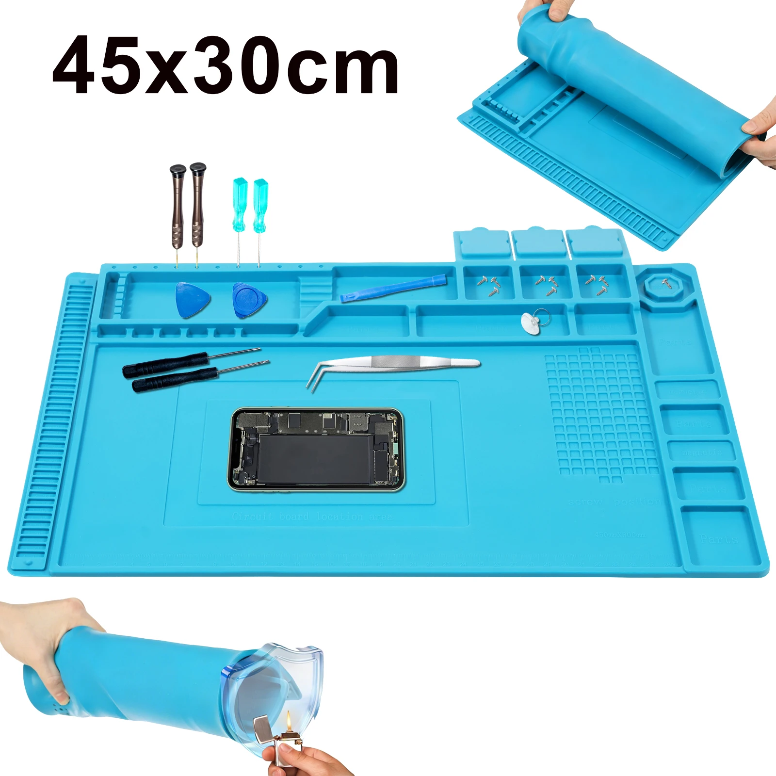 

Коврик для пайки, термостойкий, 45x30 см, антистатический, магнитный, для ремонта электроники, телефонов, ноутбуков