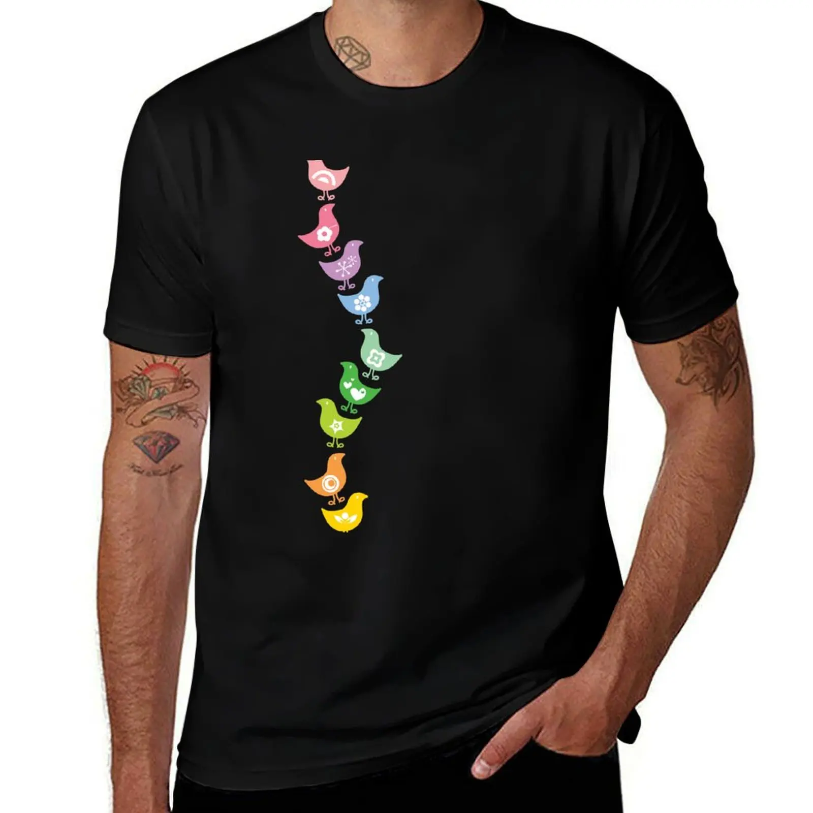 

Balancing Retro Rainbow Chicks  fatfatin T-Shirt man t shirt graphic man t shirts cotton