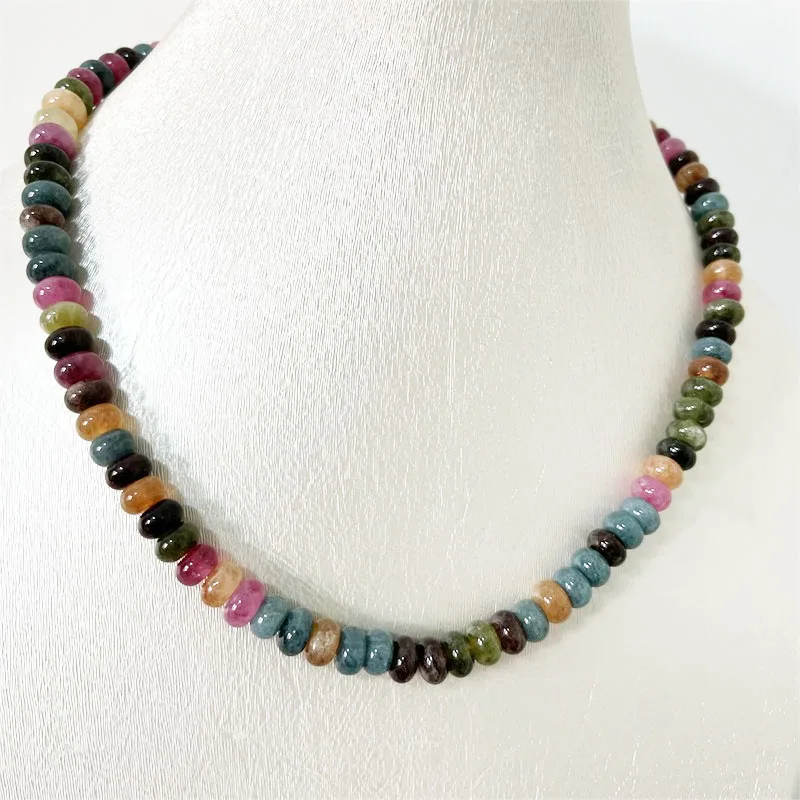 Rare 5*8MM Tourmaline Necklace Oval Natural Stone Jewelry Noble Elegant Exquisite Collar Chain Choker Collier Engagement Party
