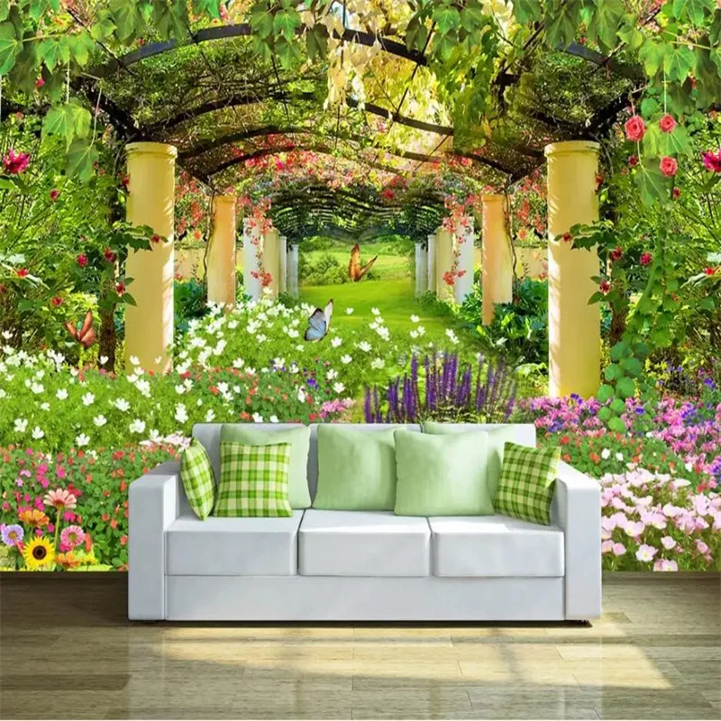 

beibehang Custom wallpaper 3D three-dimensional mural garden flower stand TV background wall living room bedroom decoration обои