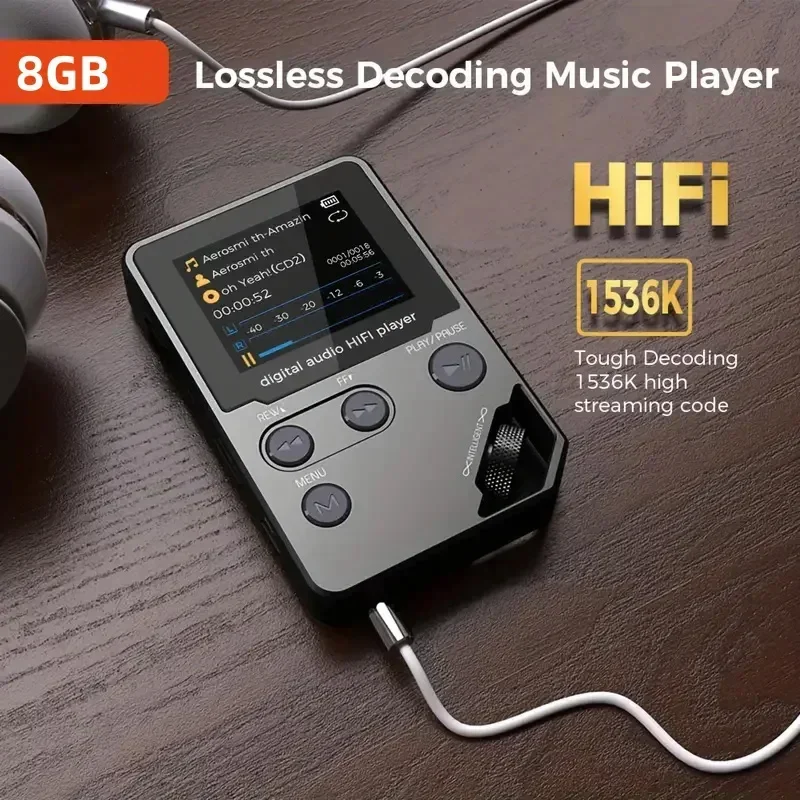 8G MP3 Player Zinc Alloy HiFi Sound Quality Entry-level Lossless Music Player, Support TF Card / FM / E-book