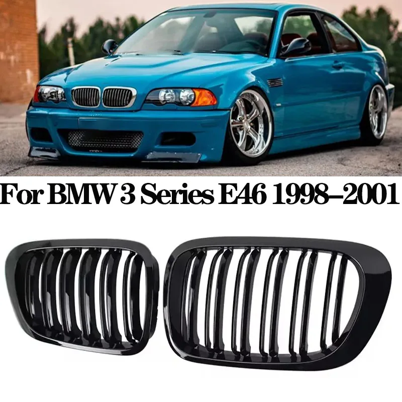 

Car Front Kidney Grill Gloss Black Racing Grille Accessories For BMW 3-Series E46 318i 320i 325i 330i 1998-2001 2/4 Doors