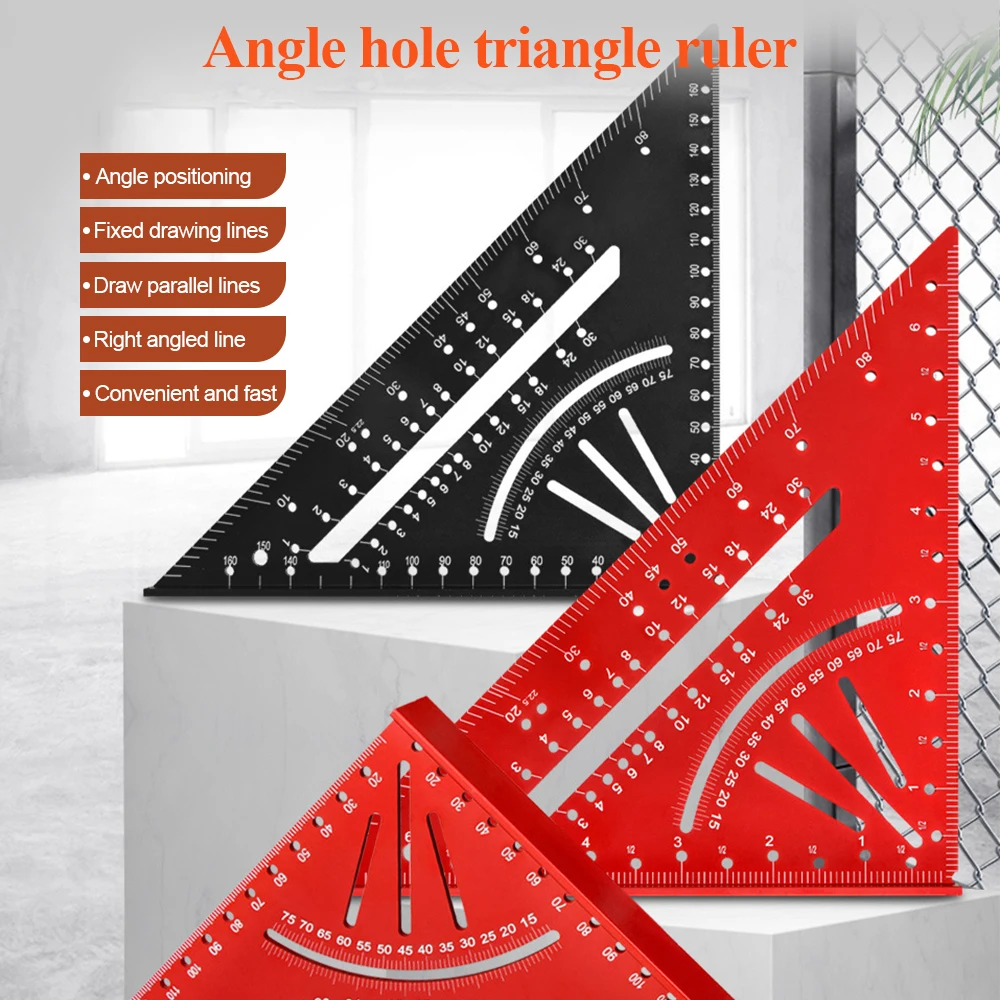 Triangle Ruler 7Inch carpenter Square Ruler Aluminium Alloy Angle Measurement Woodworking Set Squares Gauges Triangular Rule