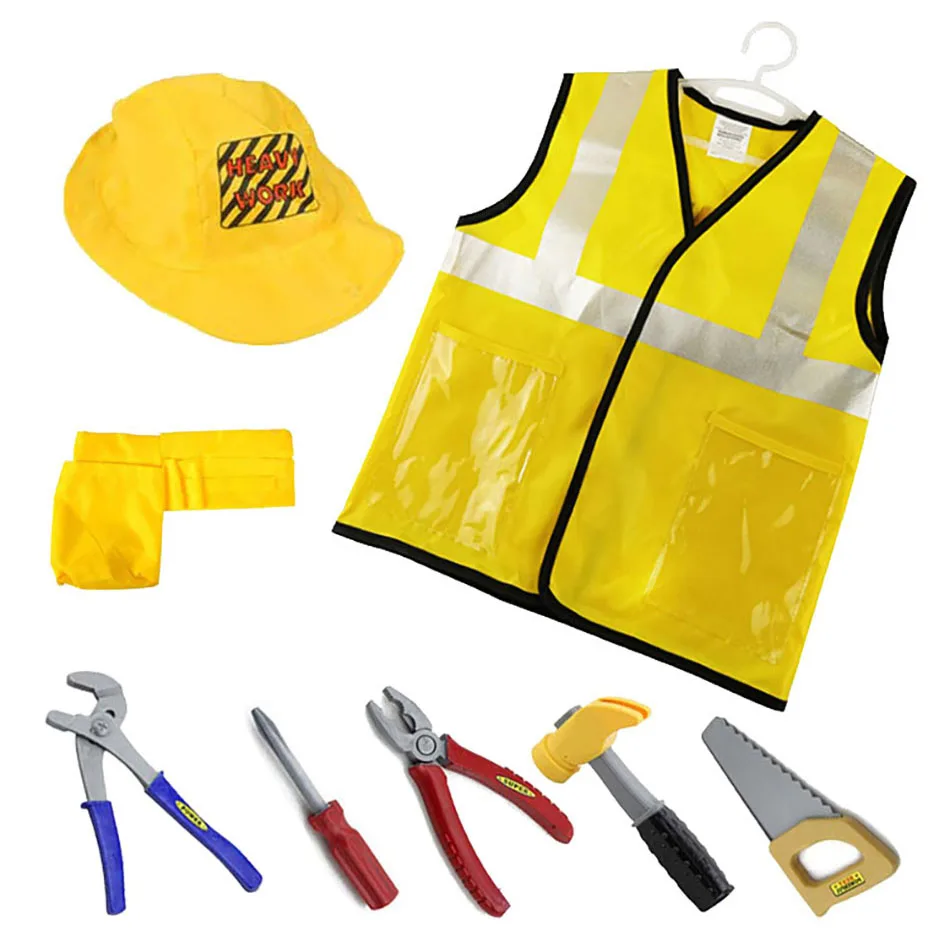 Children's Engineer Costume Kit with Construction Accessories Sets Halloween School Projects and Imaginative Role Play Sessions