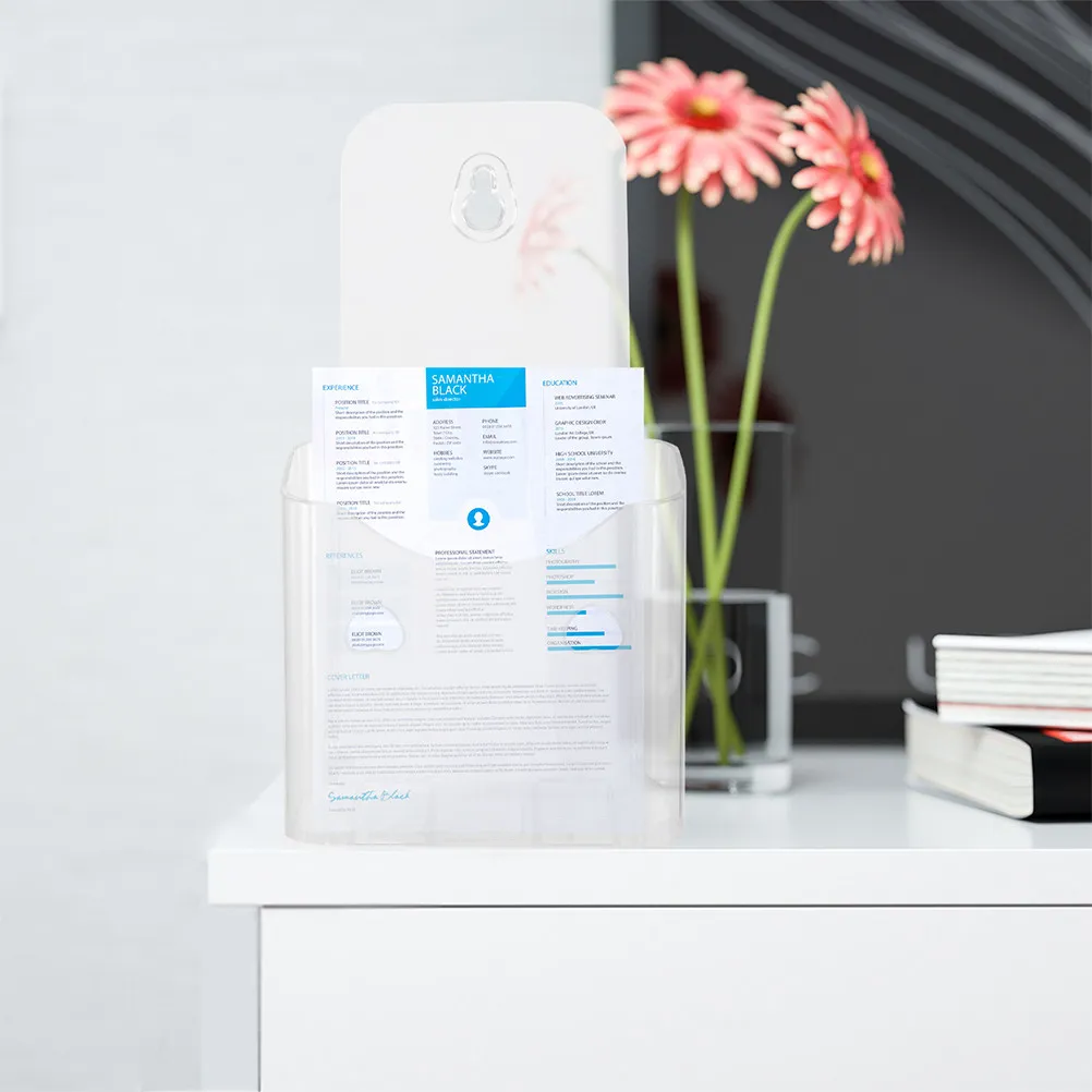 6Pcs Clear Acrylic Brochure Holder Transparent Desktop Display Stand for Business Cards Brochures Leaflets Pamphlets Literature