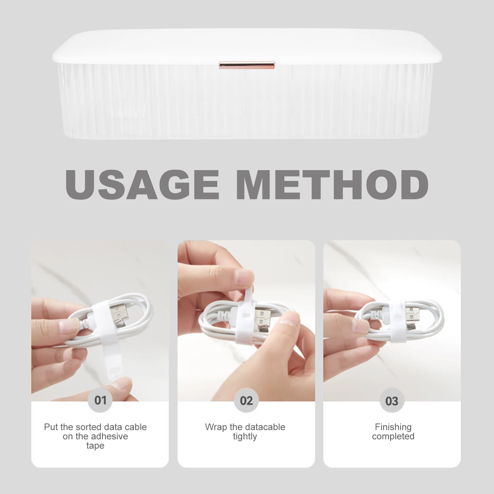 

Dustproof Charging Cable Storage Box High Capacity Organizer PP ABS Material Waterproof Easy Clean Cord Storage Home Use